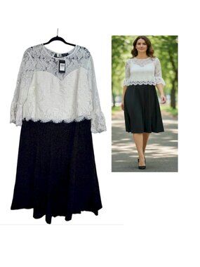 City Chic Mother of Bride Dress Ivory Lace Bodice with Black Skirt Size 18 New